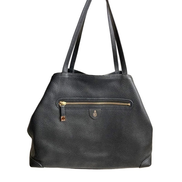 Mark cross black leather tote bag with pouchette